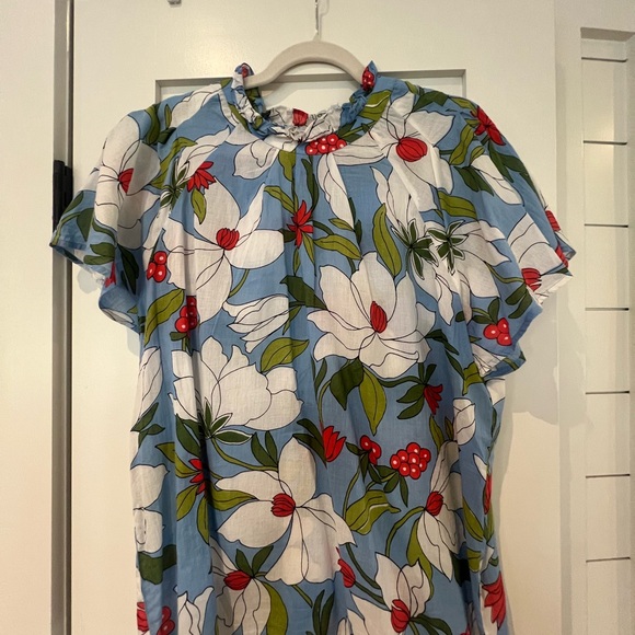 Banjanan Floral Blue Women's Top - Picture 1 of 5